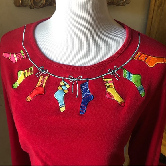 Red Long Sleeve Holiday Tee - Picture 2 of 8